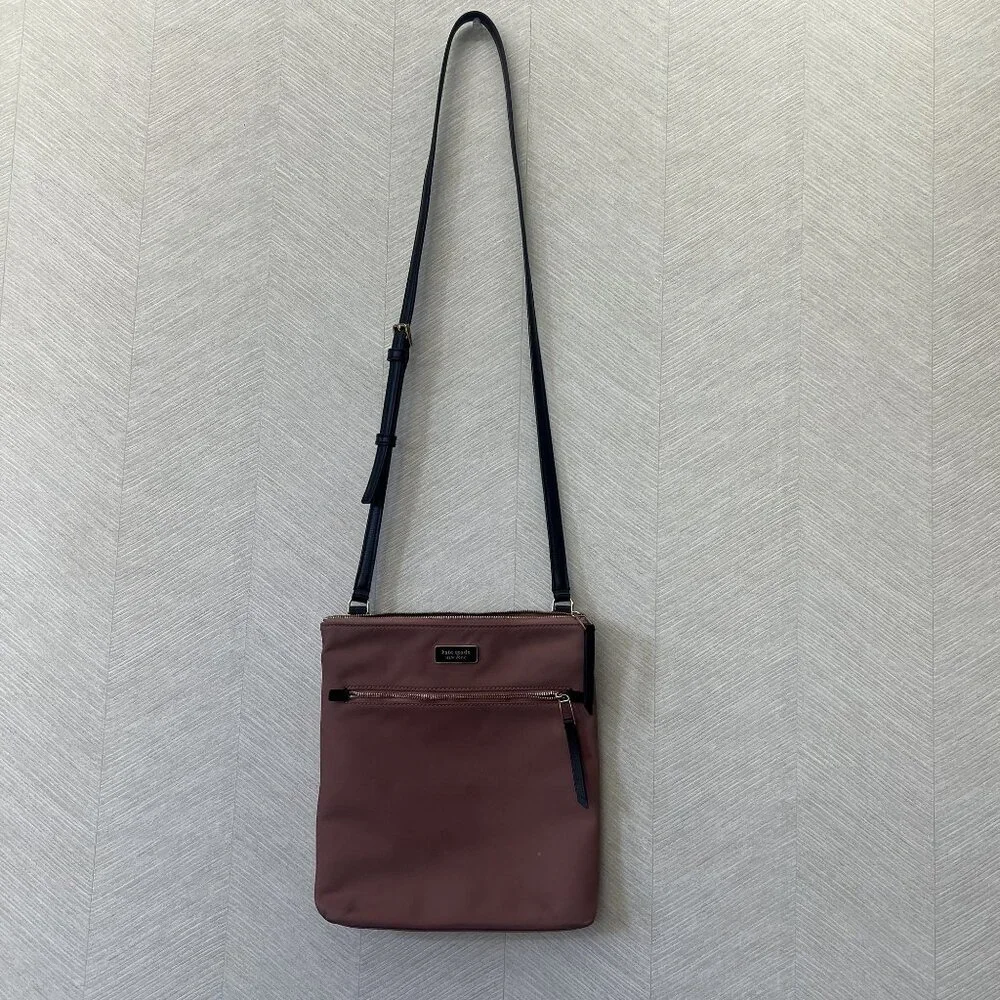 Kate Spade New York Dawn Flat Nylon and Leather Pink and Black Crossbody Bag - Picture 14 of 15